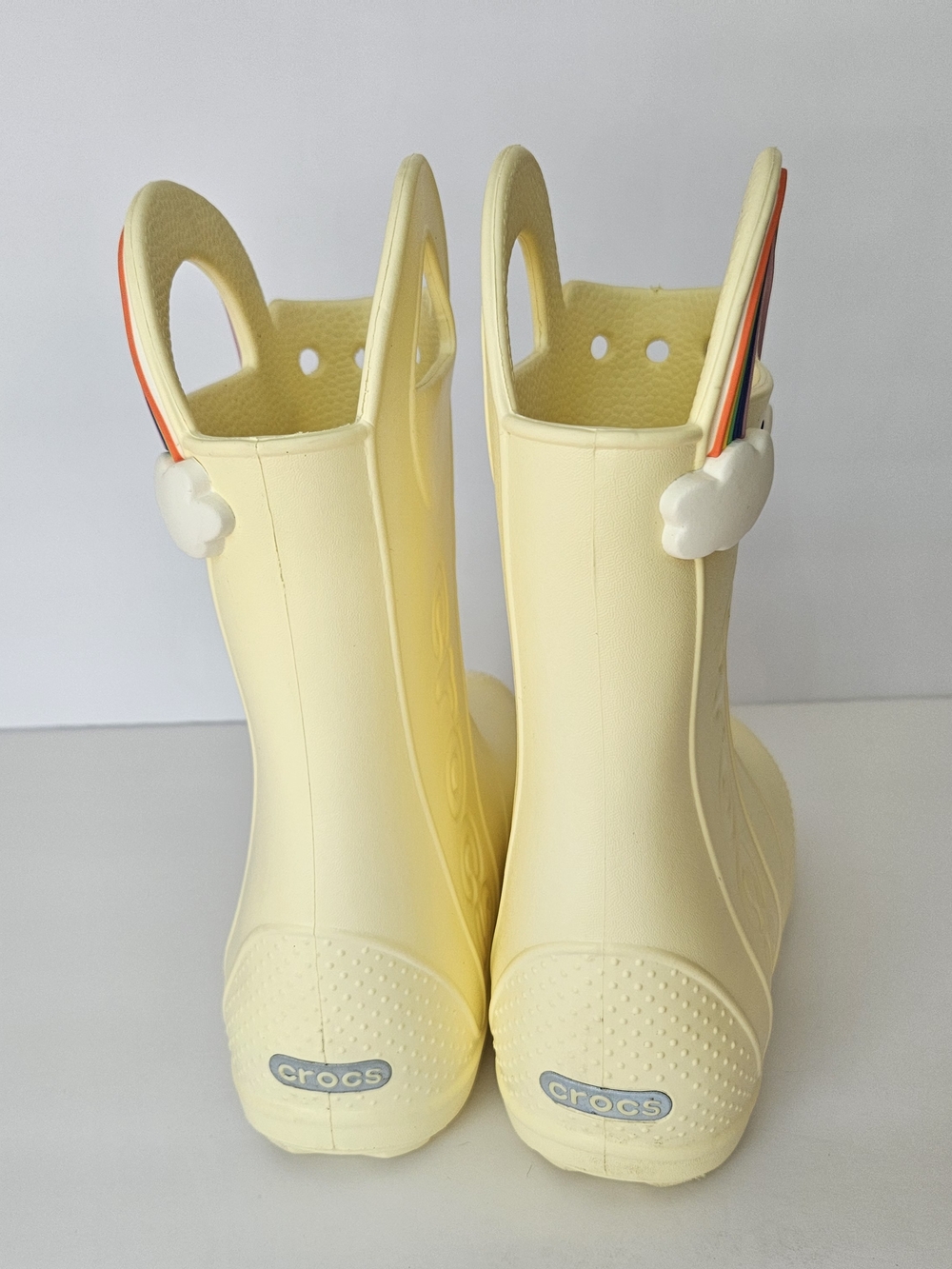 Crocs Kids Classic Rainbow Handle Rain Boots Yellow Waterproof Size J3 - Picture 10 of 14